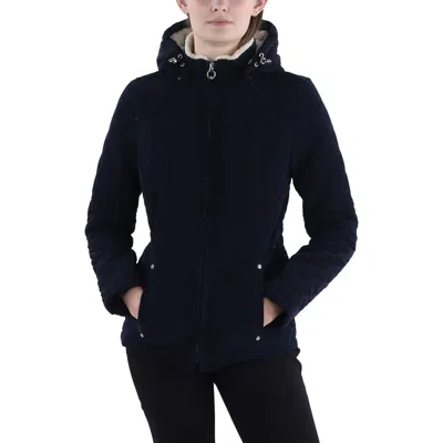 Laundry By Shelli Segal Womens Faux Fur Hooded Quilted Coat In Multi