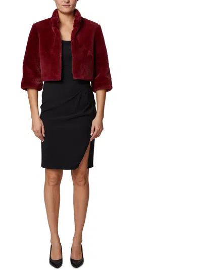 Laundry By Shelli Segal Faux Fur Shrug In Red