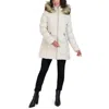 Laundry By Shelli Segal Womens Faux Fur Trim Hooded Puffer Jacket In Grey