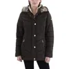 Laundry By Shelli Segal Womens Faux Fur Trim Hooded Puffer Jacket In Multi
