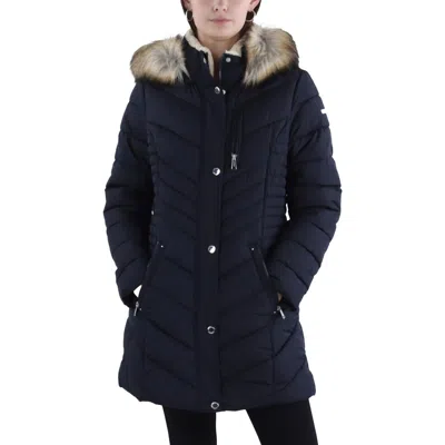 Laundry By Shelli Segal Women's Faux Fur Lined Hooded Quilted Coat Black Size Small