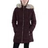 Laundry By Shelli Segal Womens Faux Fur Trim Hooded Puffer Jacket In Multi
