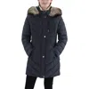 Laundry By Shelli Segal Womens Faux Fur Trim Hooded Puffer Jacket In Pink