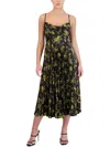 LAUNDRY BY SHELLI SEGAL WOMENS FLORAL PRINT POLYESTER MIDI DRESS