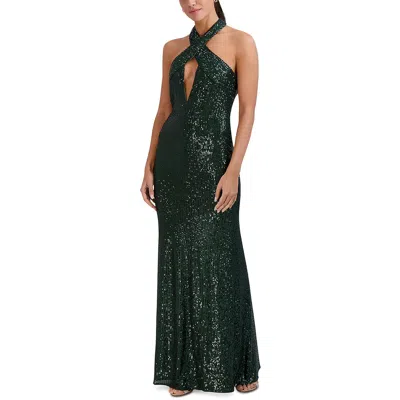 Laundry By Shelli Segal Womens Halter Sequined Evening Dress In Multi