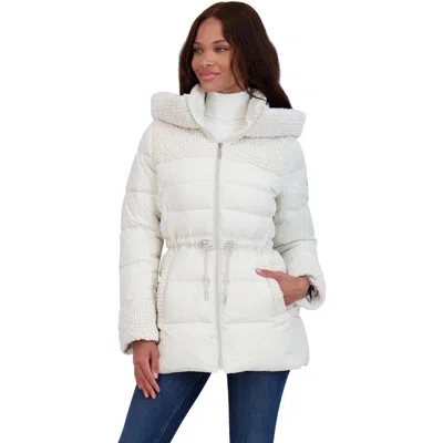 Laundry By Shelli Segal Womens Slimming Novelty Puffer Jacket In White