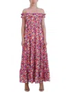LAUNDRY BY SHELLI SEGAL WOMENS TEA-LENGTH SMOCKED MAXI DRESS
