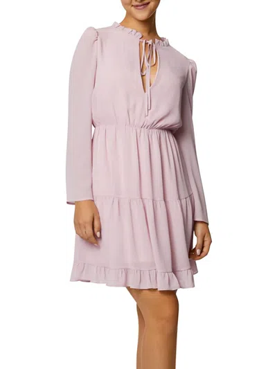 Laundry By Shelli Segal Womens Tie Neck Mini Mini Dress In Pink