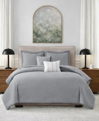 Laundry Chambray With Reverse Stripe 5-piece Comforter Set, Full/queen In Gray