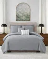 Laundry Chambray With Reverse Stripe 5-piece Comforter Set, King In Gray