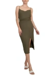 Laundry Ht03d77 Fitted Cocktail Midi Length Dress In Green