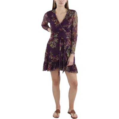 Laundry Womens Floral Print Polyester Wrap Dress In Purple