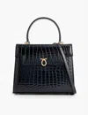 Launer Black Moc Croc Traviata Croc-embossed Leather Shoulder Bag In Black Moc Croc