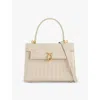 Launer Womens Judi Leather Shoulder Bag Alabaster Croc