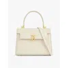 Launer Womens Judi Leather Shoulder Bag Bone