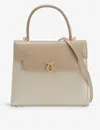 Launer Traviata Leather Top-handle Bag In Bone White / Beige