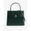 Launer Forest Green Traviata Leather Top-handle Bag In Forest Green