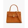 Launer Womens  Judi Leather Shoulder Bag In Tan Brown Suede