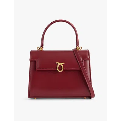 Launer Womens Judi Leather Shoulder Bag Traffic Red