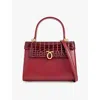 Launer Womens Judi Leather Shoulder Bag Wild Cherry Traffic Red