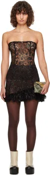 Laura Andraschko Black Frilly Tube Minidress In Black