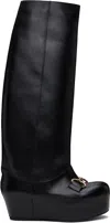 Laura Andraschko Black Riding Buckle Tall Boots In Black