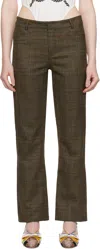 Laura Andraschko Brown 'so 2010' Tweed Skinny Trousers In Beige Tartan