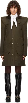 Laura Andraschko Khaki Pagoda Hunting Midi Coat In Olive