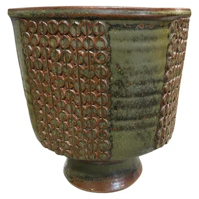 Pre-owned Laura Andreson Signed Monumental Glazed Mid-century Modern Ceramic Pottery Bowl In Brown