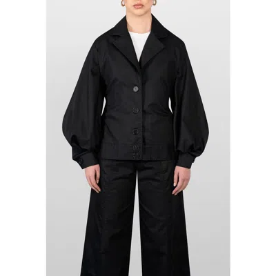 Laura Aparicio Drill Bomber Jacket In Black