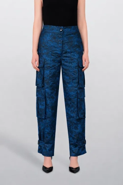 Laura Aparicio Jacquard Cargo Pants In Blue
