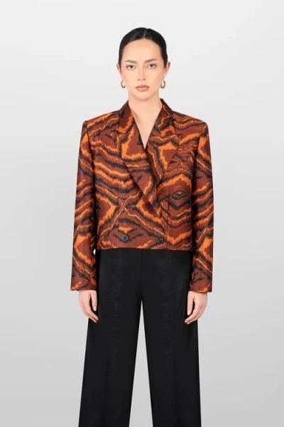 Laura Aparicio Jacquard Jacket In Orange