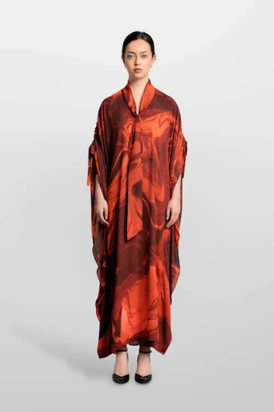 Laura Aparicio Printed Kaftan In Orange