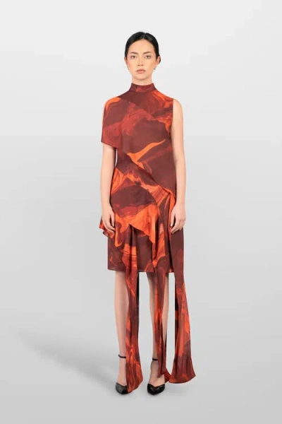 Laura Aparicio Volant Dress In Orange