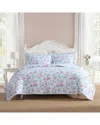 Laura Ashley 136 Thread Count Blissful Dream Cotton Reversible Quilt Set