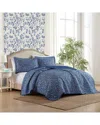 Laura Ashley 136 Thread Count Elaina Cotton Reversible Quilt Set