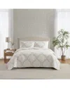 Laura Ashley 136 Thread Count Floral Embroidery Reversible Quilt Set