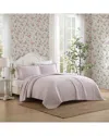 Laura Ashley 136 Thread Count Marta Stripe Reversible Quilt Set