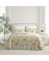 Laura Ashley 136 Thread Count Roses Cotton Reversible Quilt Set
