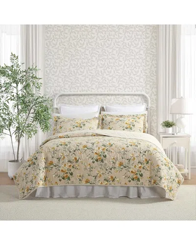 LAURA ASHLEY LAURA ASHLEY  ROSES REVERSIBLE COTTON QUILT SET