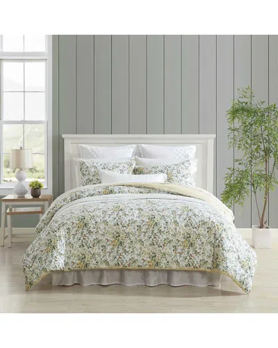 Laura Ashley 180 Thread Count Country Meadow Cotton Comforter Bedding Set In Green