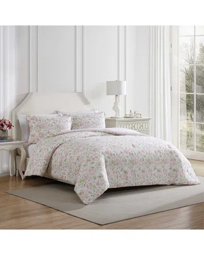 Laura Ashley 180 Thread Count Morning Gloria Comforter Bedding Set In Pink
