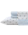 Laura Ashley 200-thread Cotton 4 -pc. Sheet Set, King In Harperette Printed Hem