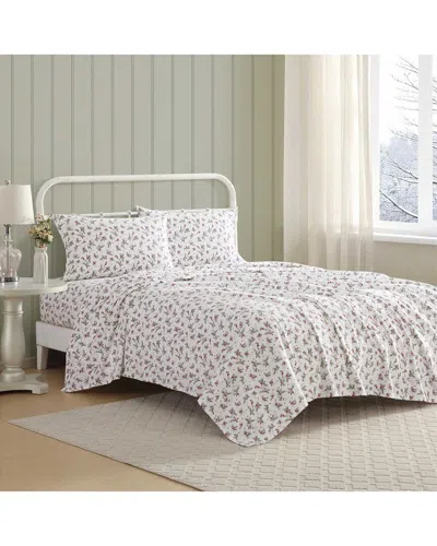 Laura Ashley 200 Thread Count Berry Bright Cotton Flannel Sheet Set