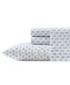 Laura Ashley 200-thread Count Cotton Percale 3 -pc. Sheet Set, Twin In Cottage Blue