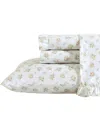 Laura Ashley 200-thread Count Cotton Percale 3 -pc. Sheet Set, Twin In Roseford Ruffled Hem