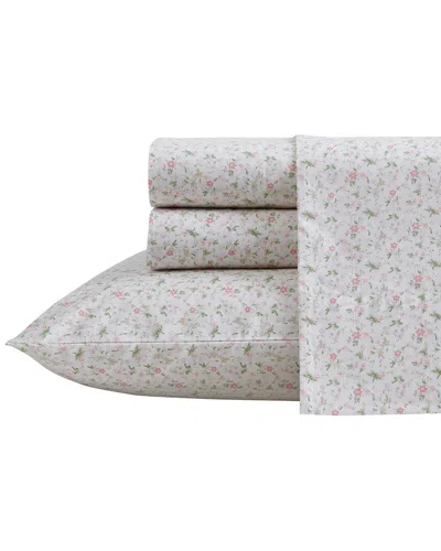 Laura Ashley 200 Thread Count Evie Cotton Percale Sheet Set In Pretty Pink Evie
