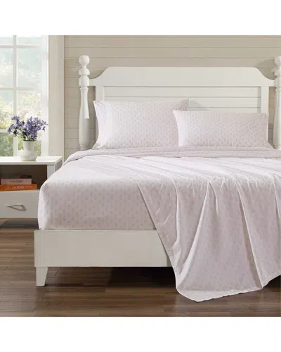 LAURA ASHLEY LAURA ASHLEY 200 THREAD COUNT FRANCESCA 100% COTTON PERCALE SHEET SET
