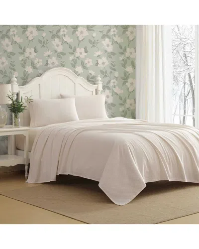 Laura Ashley 200 Thread Count Oxfordshire Stripe Cotton Flannel Sheet Set In Neutral