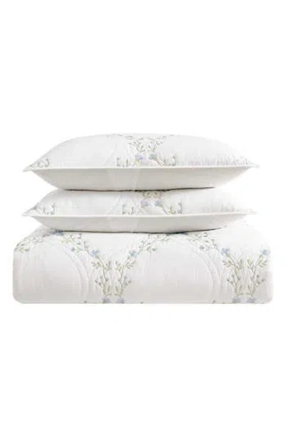 Laura Ashley 3-piece Quilt & Sham Set In Blue/green